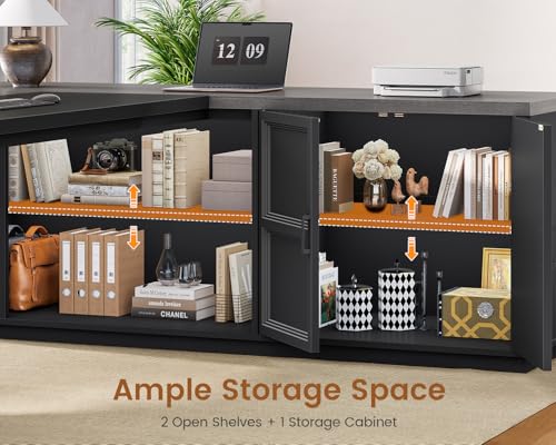 78.7" L Shaped Executive Desk with Charging Station, view 6