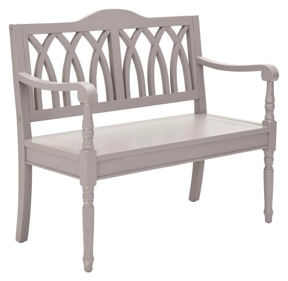 SAFAVIEH Furniture - Benjamin Bench - Quartz Grey - Solid Wood - Farmhouse High-Back Design - Ideal for Entryway, Living Room, Dining Room, 17.1" Seat Height (AMH6500C)