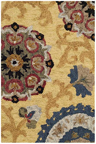 SAFAVIEH Blossom Collection Accent Rug, 2'3" x 4', Gold & Multi, Handmade Wool, view 3
