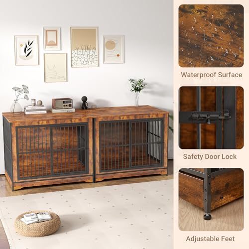 86 Inch Double Dog Crate Furniture, view 5