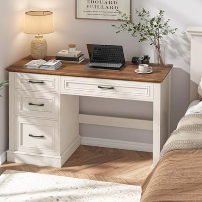 Farmhouse 47" Executive Desk with 3 Drawers, Unique White, view 6