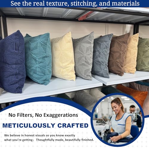 Pack of 2 Throw Pillow Covers 18 x 18 Inch High Stretch Jacquard Pillowcase for Couch Sofa Living Room Home Decor, Navy