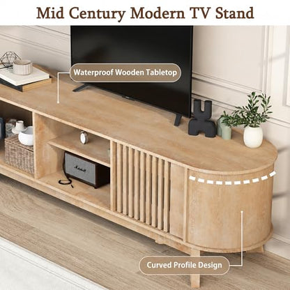 63" Media Console TV Consoles for Living Room Natural, view 6