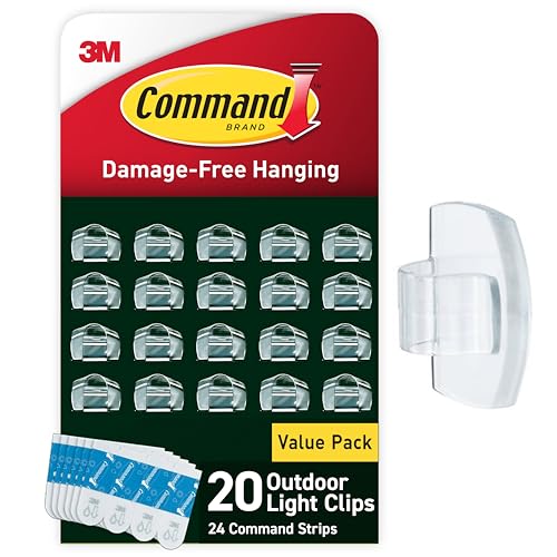 Command Outdoor Light Clips, 20 Clear Clips and 24 Command Strips, view 2