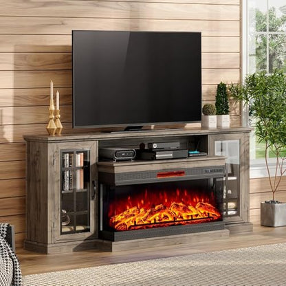 75in 3-Sided Glass Fireplace TV Stand for TVs up to 85", view 2
