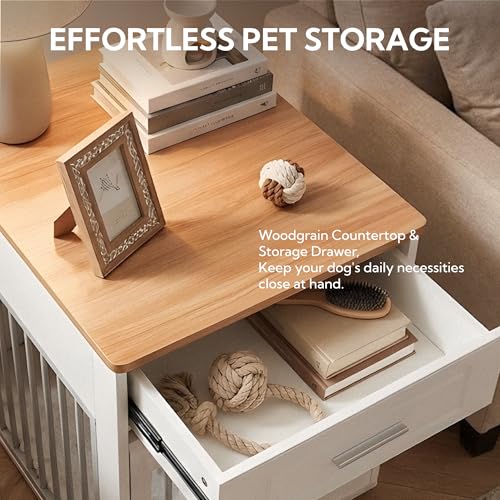 Dog Crate Furniture End Table with Flip-Up Door for Small Dogs, view 5