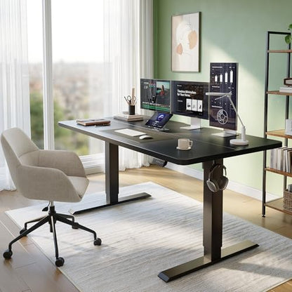 55 x 24 Standing Desk, Height Adjustable Electric Computer Desk, Sit Stand up Home Office Workstations, Black