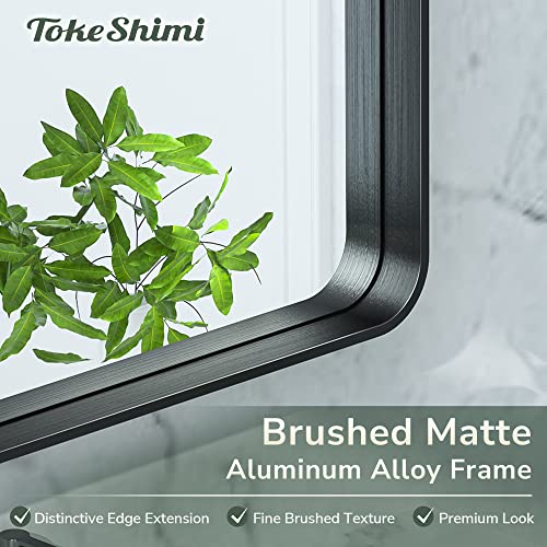 42x36 Black Bathroom Mirror for Wall Vanity Mirror with Brushed Metal Frame Non-Rusting Aluminum Alloy for Modern Farmhouse Bedroom Living Room Decor (Horizontal/Vertical)