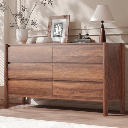 Walnut Dresser Bedroom Set, 6 Drawer Dresser & 2 Drawer Nightstands, view 8