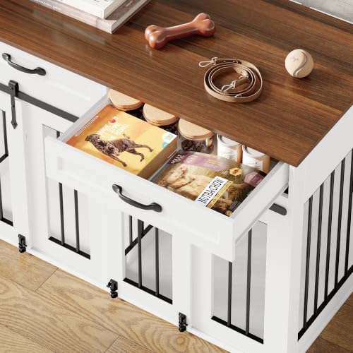 71'' Large Dog Crate for 2 Dogs,Dog Crate with 3 Drawer, view 7