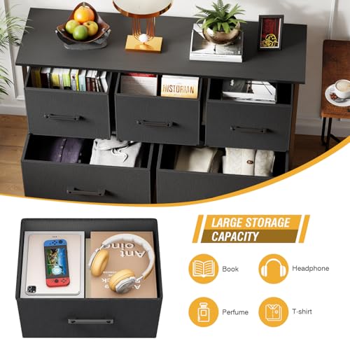 PayLessHere | 5-Drawer Fabric Dresser | Black | 80lbs Load Capacity, view 7