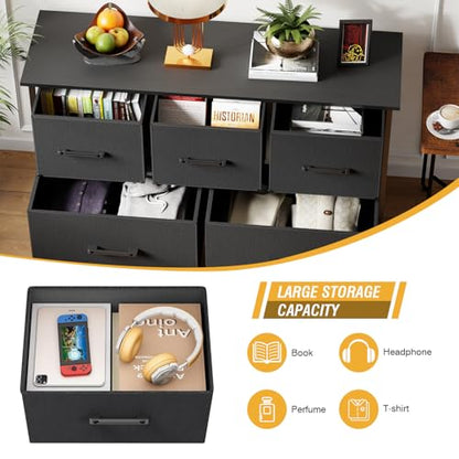 PayLessHere | 5-Drawer Fabric Dresser | Black | 80lbs Load Capacity, view 7