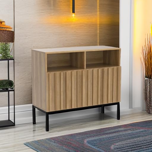 Norwin Storage Cabinet, Sturdy Modern Rustic Industrial Buffet Sideboard, view 6