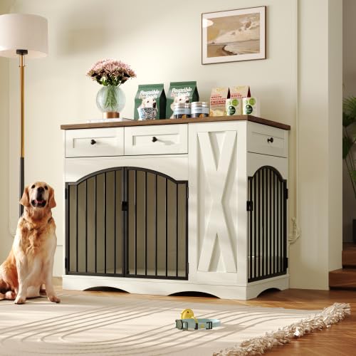 Farmhouse Style Dog Crate Furniture, Dog Kennel End Table for Large Dog