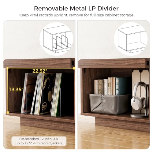 70 Inch TV Stand with Storage for Living Room, Walnut, view 8