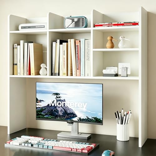 Desk Hutch Dorm, Desktop Bookshelf with 7 Shelves, view 2