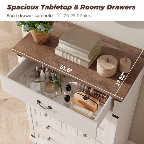 Farmhouse 7 Drawer Dresser, 47" Tall, Antique White, view 4