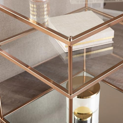 Knox Side Table - Copper - Transitional Design, Metal and Glass - Ideal for Living Room, Bedroom (OC2204)