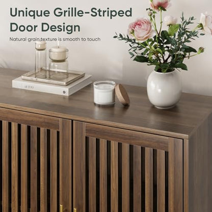63" Long Sideboard Buffet with 4 Slatted Doors, view 4