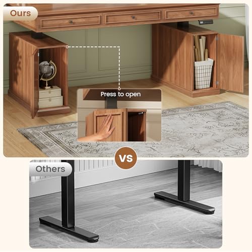 55.1" Farmhouse Executive Electric Standing Desk with 3 Drawers, view 6