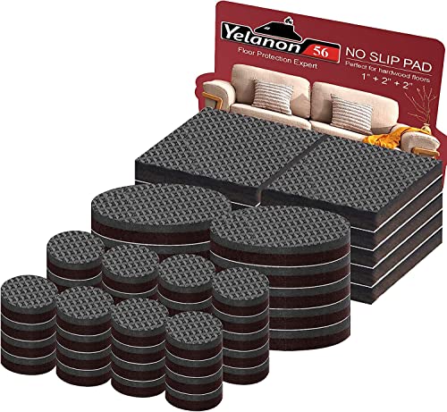 Non Slip Furniture Pads -56 pcs（1+2）” Furniture Grippers, Non Skid Furniture Legs,Self Adhesive Rubber Furniture Feet, Anti Slide Furniture Hardwood Floor Protector for Keep Couch Stoppers