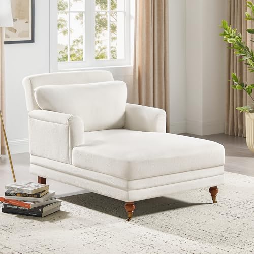 57.48'' Chaise Lounge Chair with Adjustable Backrest, Terry White, view 2
