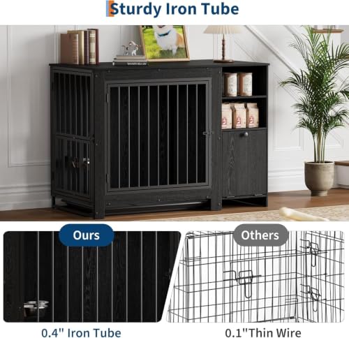 45.3" Dog Crate Furniture, Wooden Dog Kennel End Table, view 7