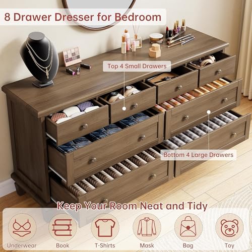 8 Drawer Dresser for Bedroom, view 5