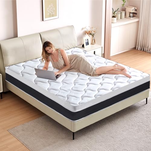 King Size Mattress 12 inch Mixed Mattress 80"*76"*12" Boxed Gel Memory Foam Mattress Individually Pocketed Springs Pressure Relief and Motion Isolation Mattress for Better Sleep King Mattress