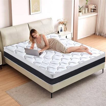 King Size Mattress 12 inch Mixed Mattress 80"*76"*12" Boxed Gel Memory Foam Mattress Individually Pocketed Springs Pressure Relief and Motion Isolation Mattress for Better Sleep King Mattress