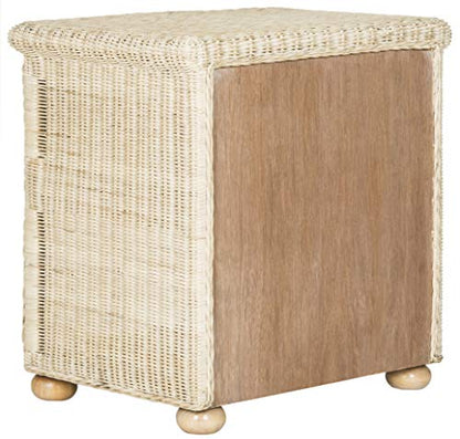 SAFAVIEH Home Collection - Adira Natural White Wash Wicker 1-Drawer Nightstand Accent Table, Coastal Boho Bedroom Storage Furniture with Shelf, 22.1"W x 16.5"D x 22.1"H (SEA8002A)