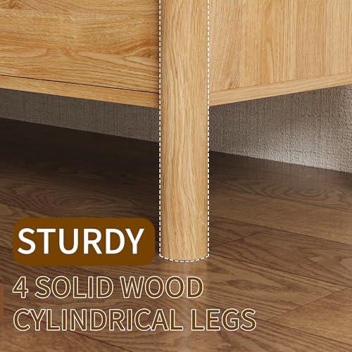 51.1" Wide Oak 7 Drawer Dresser for Bedroom with Solid Wood Legs, view 6