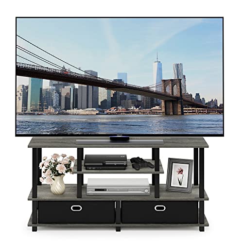 JAYA Large Stand for up to 55-Inch TV, French Oak, 47. 63(W) x 15. 55(H) x 22. 79(D) Inches., Grey/Black