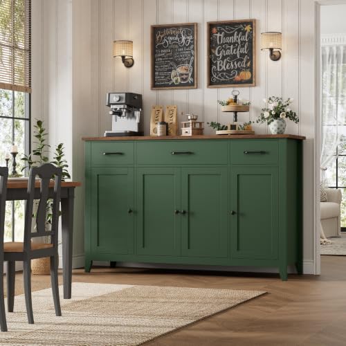 55" W Buffet Cabinet with Storage, Kitchen Storage Cabinet, Green, view 4