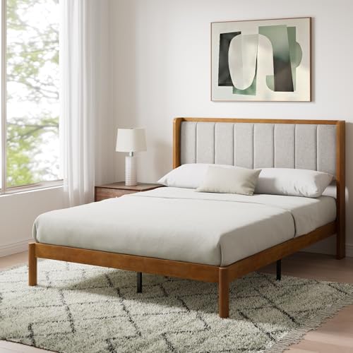 Bamboo Platform Bed with Wingback Headboard, view 2