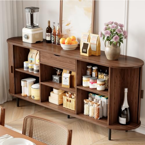 70" Sideboard Buffet Cabinet with Drawer&Adjustable Storage Shelves, view 4