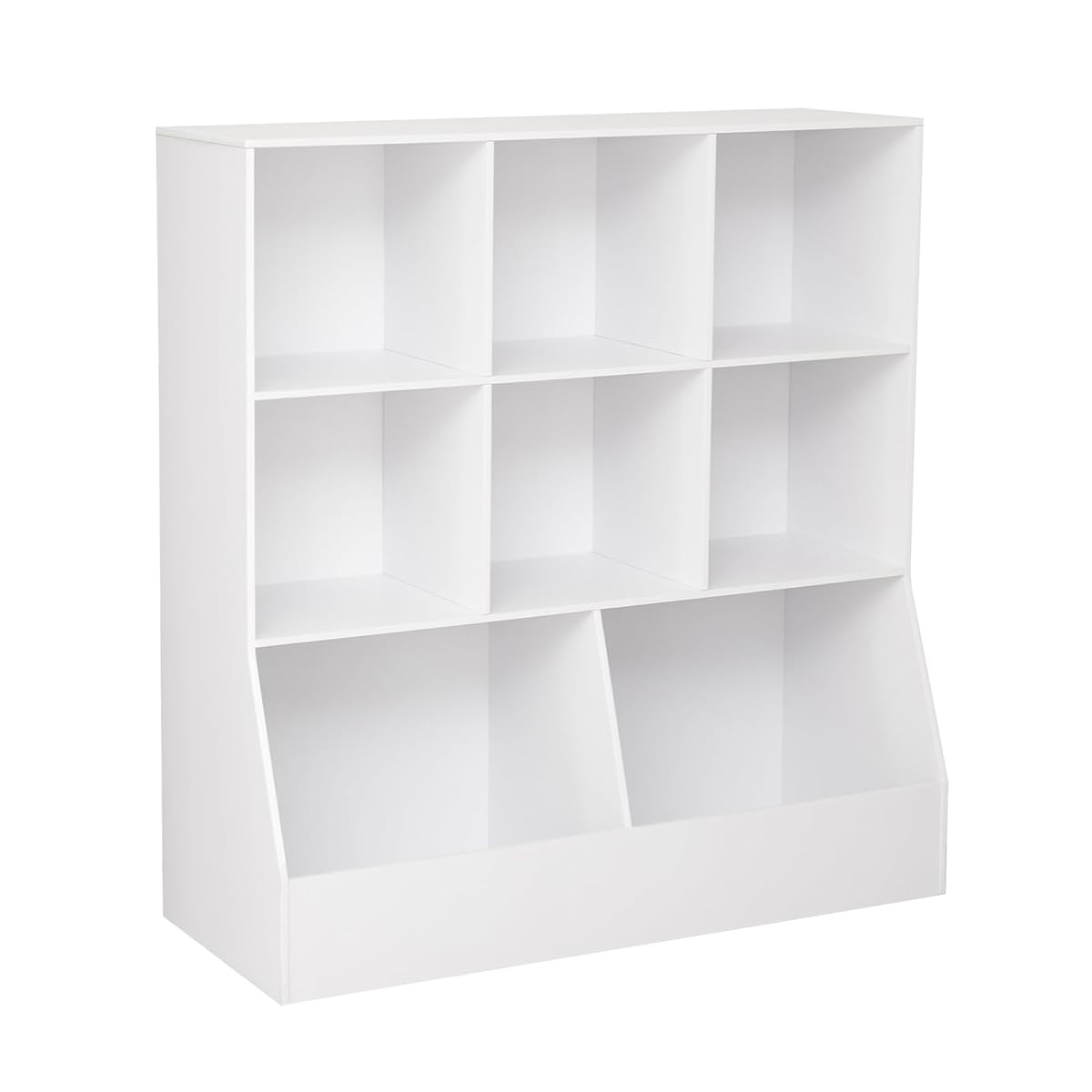 Toy Storage Organizer, Kids Bookshelf, Wood Toy Storage Cabinet, 3-Tier 8 Cubby Children Bookcase, 39.4" L Toddler Book Shelf for Playroom, Living Room, Nursery, Hallway, Classroom, White