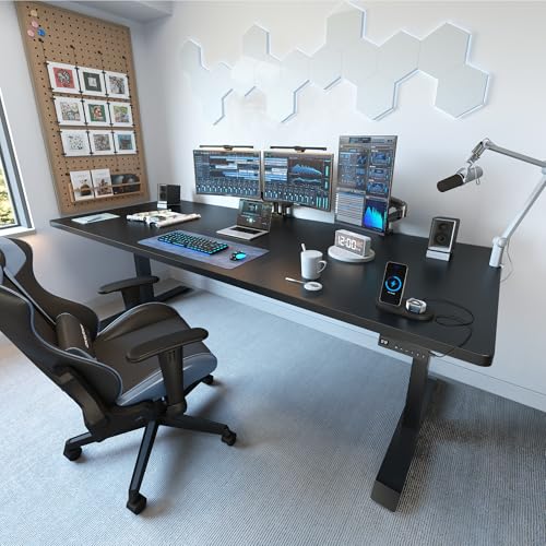 63 x 37 Inch Large Electric Standing Desk 1" Thick Desktop, Black, view 3
