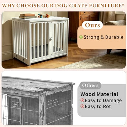 Dog Crate Furniture with Mat Small Plastic Dog Kennel Indoor for Puppy Cage End, view 3