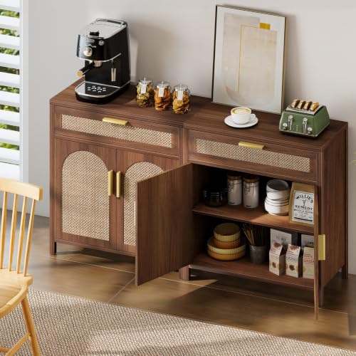 Rattan Buffet Cabinet with Storage Set of 2, view 6