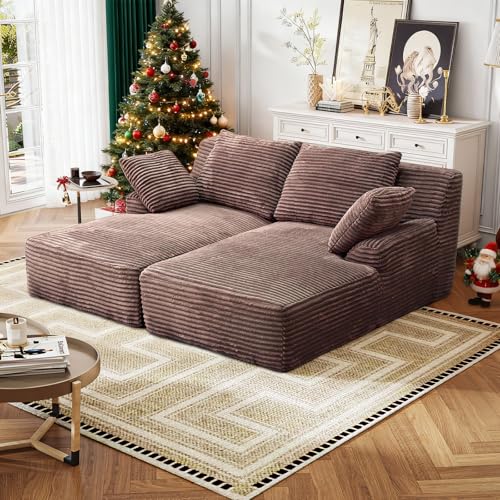 Boneless Sofa Bed in Brown, Cloud Sofas for Living Room, view 2