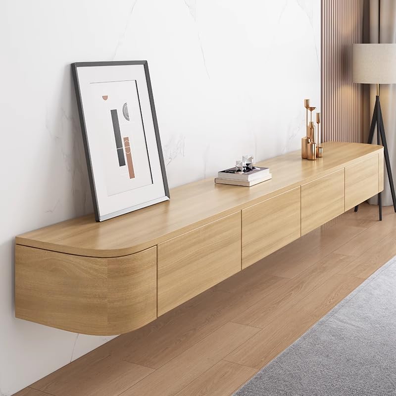 Fully Assembled 55.1" Floating TV Stand, Rounded Corners Wall Mounted Shelf