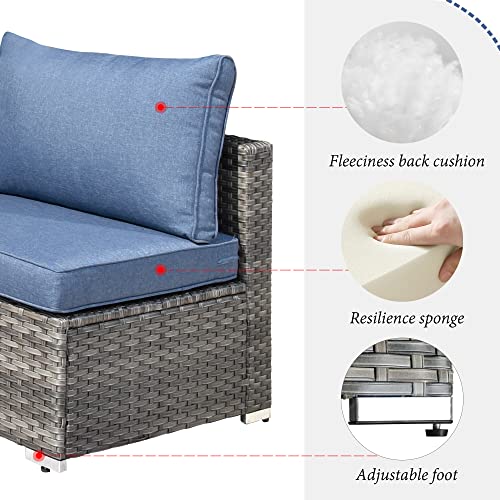 8 Pieces L Shaped Outdoor Patio Sectional Furniture With Swivel Chairs, view 7