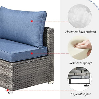 8 Pieces L Shaped Outdoor Patio Sectional Furniture With Swivel Chairs, view 7