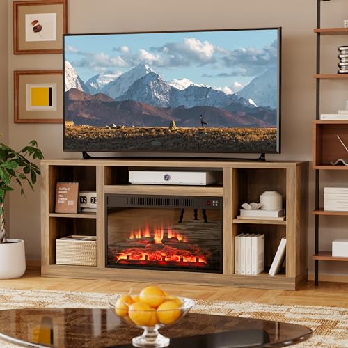 58 Inch Fireplace TV Stand for TVs up to 65+ Inch, Yellow Barnwood, view 2