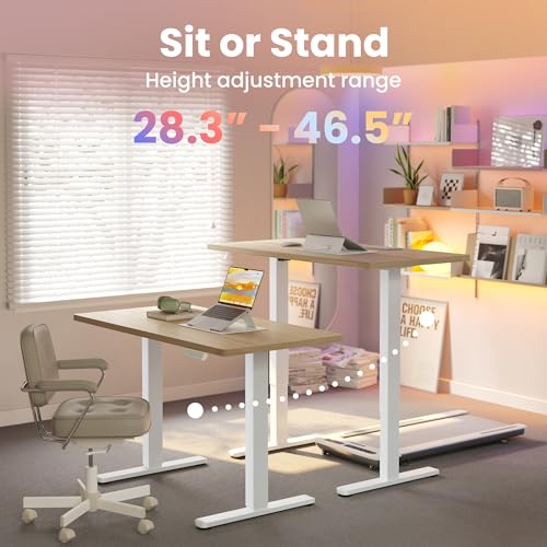 32x19 Inch Small Electric Standing Desk, Adjustable, Light Walnut, view 5