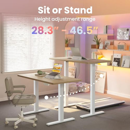 32x19 Inch Small Electric Standing Desk, Adjustable, Light Walnut, view 5