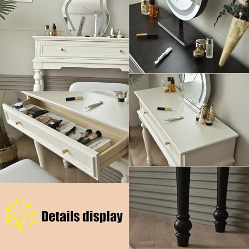 American Style Dressing Table and Chair Set Small Apartment with Drawers for Girls Women(Black)