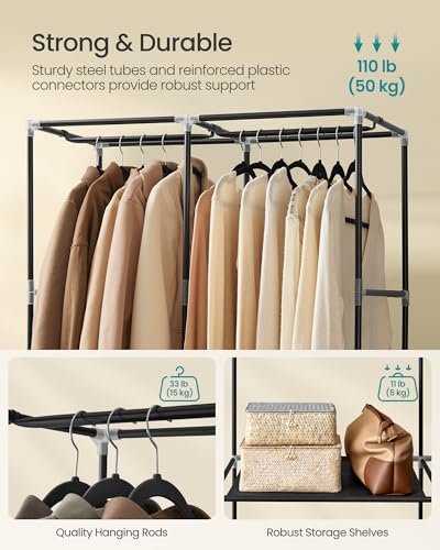 Portable Closet with Cover, 2 Hanging Rods and Shelves, view 5