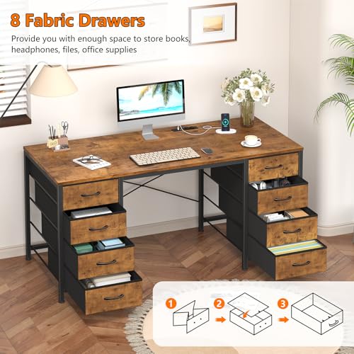 50 Inch Computer Desk with 8 Drawers for Home Office, Bedroom, Living Room, view 7